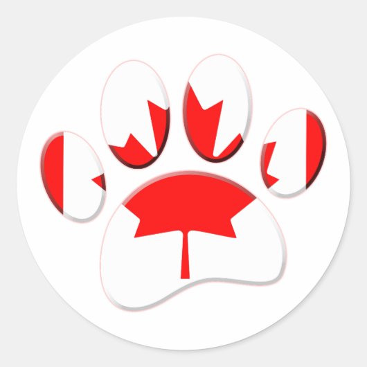 カナダ国旗のドッグポープリント ラウンドシール (正面)