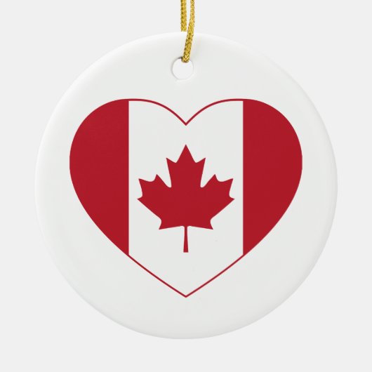 カナダ国旗のハートオーナメント セラミックオーナメント (正面)