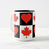 カナダ国旗のハートパターン愛国的なカナダ ツートーンマグカップ (正面左)