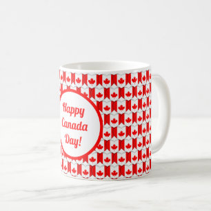カナダ国旗のハートメープルリーフパターンカナダの日 コーヒーマグカップ