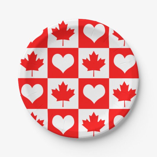 カナダ国旗のプレート、誕生日、カナダパーティー ペーパープレート (正面)