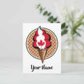 カナダ国旗のベクターアイスクリームカエデの葉 ポストカード (スタンド正面)