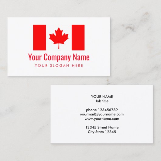 カナダ国旗の会社ロゴの名刺テンプレート 名刺 (正面/裏面)