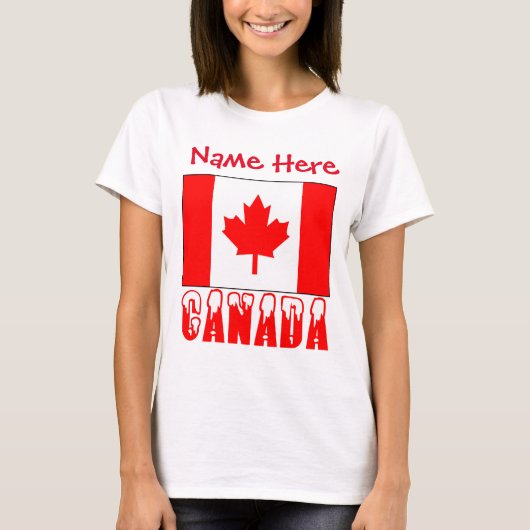 カナダ国旗の伝統を受け継ぐ女性用ペルソナライズドデザイン Tシャツ (正面)