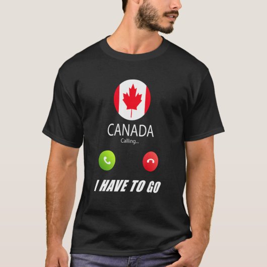 カナダ国旗の土産カナダが電話している Tシャツ (正面)