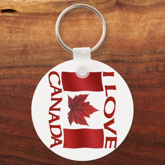 カナダ国旗の土産キーチェーン&カナダメープルリーフ キーホルダー (正面)