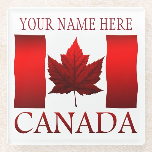 カナダ国旗の土産コースターカスタムカナダのコースター ガラスコースター (正面)
