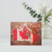 カナダ国旗の地図 ポストカード (スタンド正面)