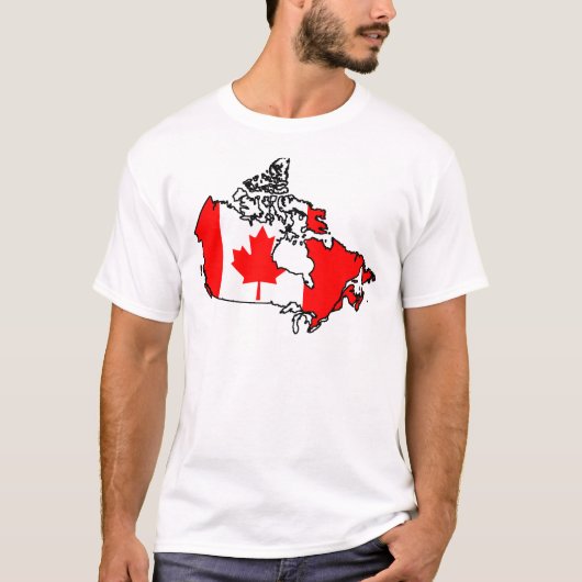 カナダ国旗の地図 Tシャツ (正面)