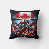 カナダ国旗の夕日の下でオートバイのレース クッション (裏面)