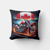 カナダ国旗の夕日の下でオートバイのレース クッション (正面)