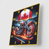 カナダ国旗の夕日の下でオートバイのレース スクエア壁時計 (傾斜)