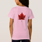 カナダ国旗の女の子のTシャツキッズカナダお土産 Tシャツ (裏面)