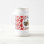 カナダ国旗の応援!社交的！カスタマイズ漫画 ビールジョッキ (正面左)