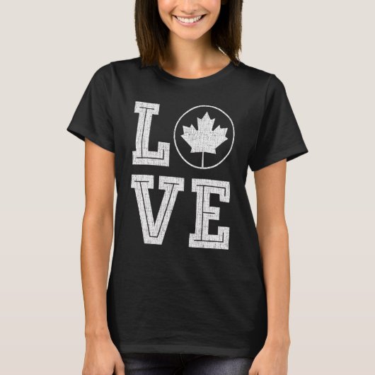 カナダ国旗の愛ヴィンテージカナダデイメープルリーフフラ Tシャツ (正面)