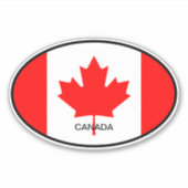 カナダ国旗の楕円形ビニールカーのシール シール (正面)