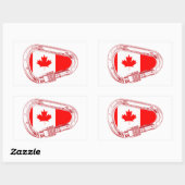 カナダ国旗の登山カラビナーステッカー 長方形シール (シート)