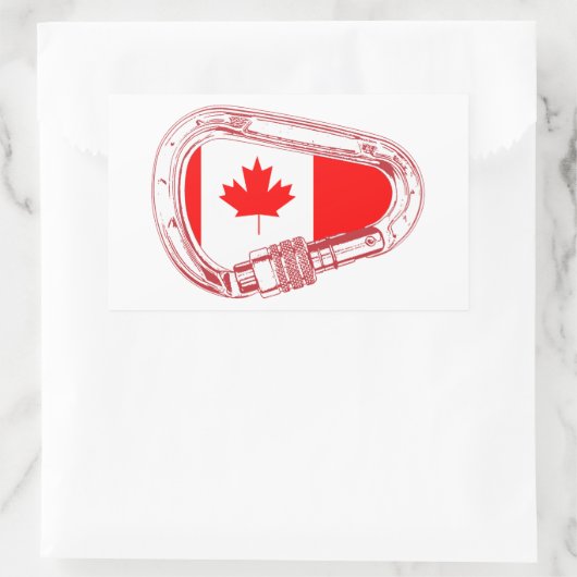 カナダ国旗の登山カラビナーステッカー 長方形シール (バッグ)