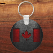 カナダ国旗の石のテクスチャ キーホルダー (正面)