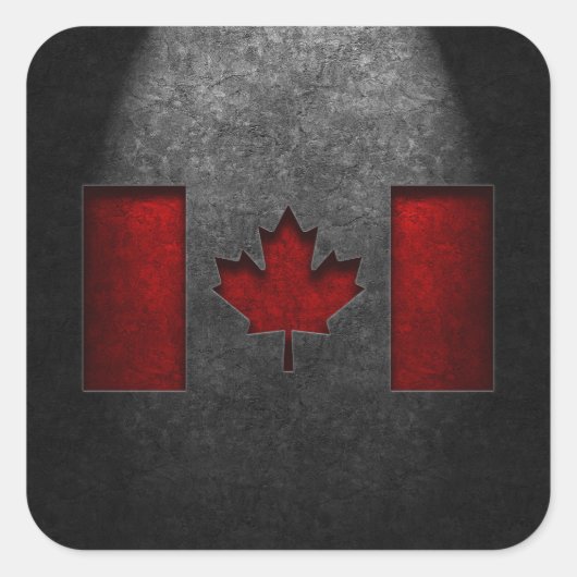 カナダ国旗の石のテクスチャ スクエアシール (正面)