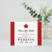 カナダ国旗の結婚式の日付の保存 案内ポストカード (スタンド正面)