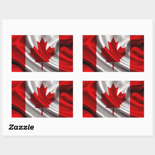 カナダ国旗の織物 長方形シール (シート)