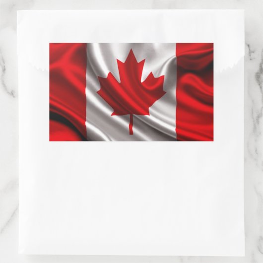 カナダ国旗の織物 長方形シール (バッグ)