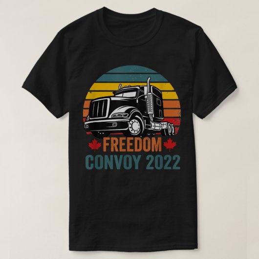 カナダ国旗の自由運動隊2022カナダトラッカーM Tシャツ (デザイン正面)
