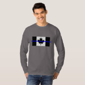 カナダ国旗の薄い青い線 Tシャツ (正面フル)