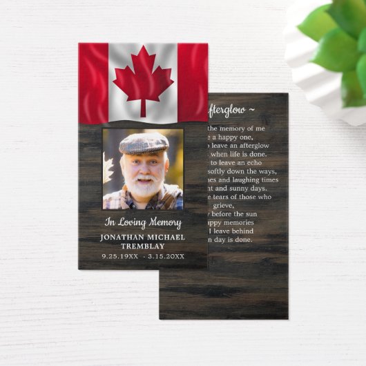 カナダ国旗の記念写真葬式祈りの言葉カード (デスク)