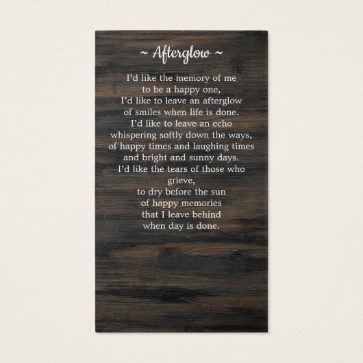 カナダ国旗の記念写真葬式祈りの言葉カード (裏面)