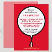 カナダ国旗の話すペンギンさんカナダの日 招待状 (正面/裏面)
