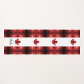 カナダ国旗の赤いキラキラ模様モノグラム ヨガマット (正面(横))