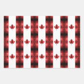 カナダ国旗の赤いキラキラ模様 ラッピングペーパーシート (正面3)