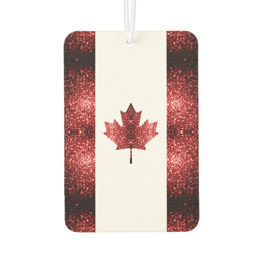 カナダ国旗の赤いキラキラ カーエアーフレッシュナー (裏面)