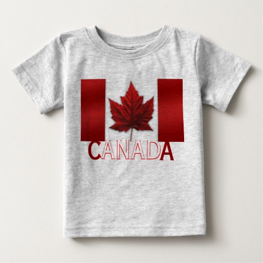 カナダ国旗よちどらシャツCanadaベビー土産トップ ベビーTシャツ (正面)