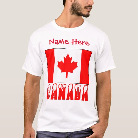 カナダ国旗をあしらったオーダーメイドのメンズ Tシャツ (正面)