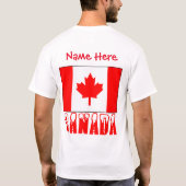 カナダ国旗をあしらったオーダーメイドのメンズ Tシャツ (裏面)