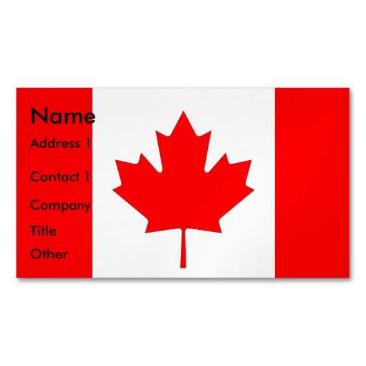 カナダ国旗を持つ名刺マグネット マグネット名刺 (正面)