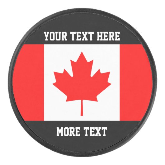 カナダ国旗カスタムホッケーパックのスポーツギフトアイディア アイスホッケーパック (正面)