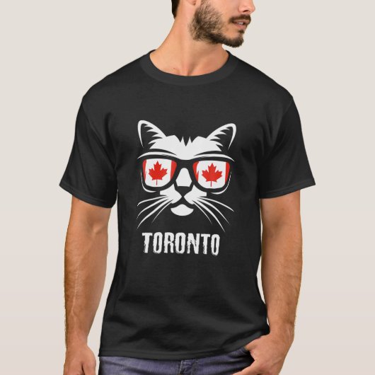 カナダ国旗カナダ猫カエデの葉オーロント Tシャツ (正面)