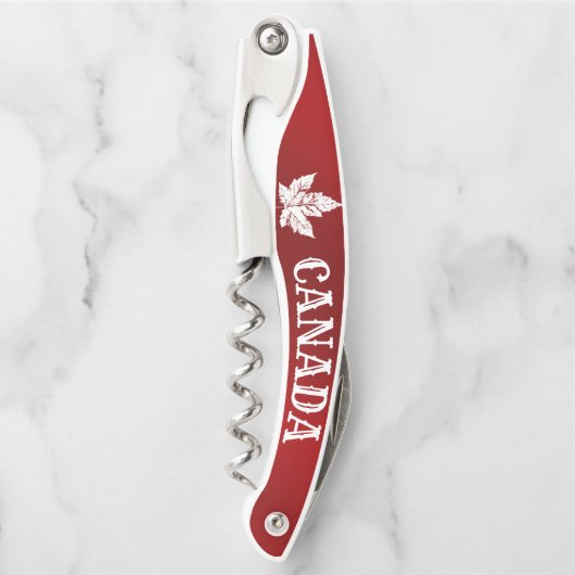 カナダ国旗コルクカスタムレーボトルオープナー ソムリエナイフ (正面)