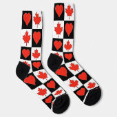 カナダ国旗ハートパターンおもしろい愛国的カナダ ソックス (右)