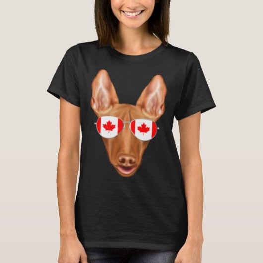カナダ国旗ファラオ・ハウンド犬 カナダ ポケット Tシャツ (正面)