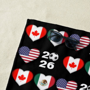 カナダ国旗メキシコUSAサッカー選手権大会2026 ビーチタオル