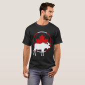 カナダ国旗メープルリーフムース〔雄ジカの〕枝角アニマルカナ Tシャツ (正面フル)
