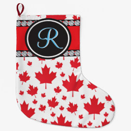 カナダ国旗ユニーク抽象芸術予算モノグラム スモールクリスマスストッキング
