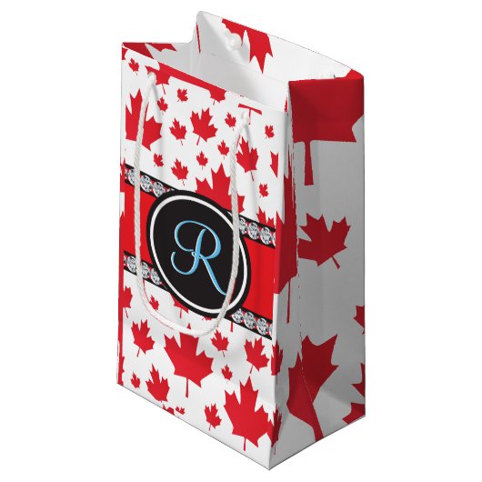 カナダ国旗ユニーク抽象芸術予算モノグラム スモールペーパーバッグ (正面アングル)