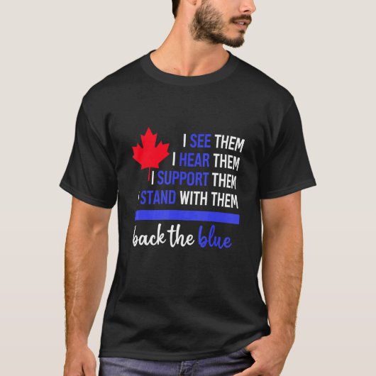カナダ国旗ヴィンテージカナダ警察サポートPatrio Tシャツ (正面)