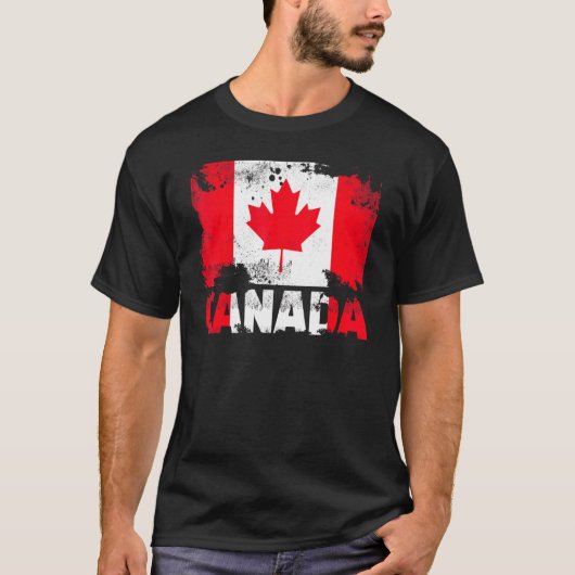 カナダ国旗動揺してのヴィンテージグランジCanadian Tra Tシャツ (正面)